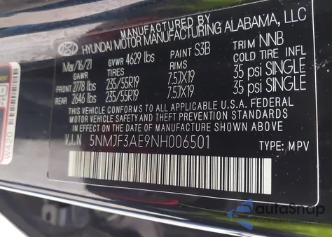 2022 Hyundai Tucson Sel z USA, uszkodzony, nr VIN 5NMJF3AE9NH006501